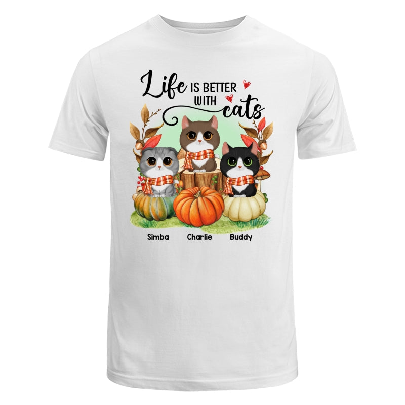 Life Is Better With Cats Fall Season Autumn Personalized Shirt