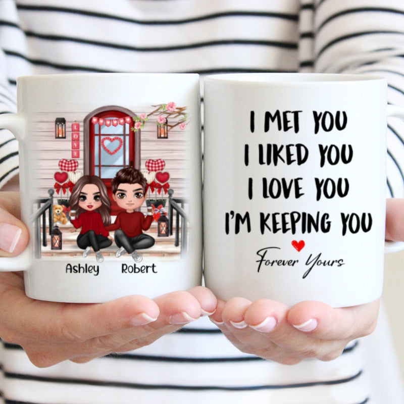 Couple Sitting  Front Porch Personalized Mug