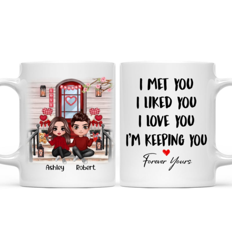 Couple Sitting  Front Porch Personalized Mug