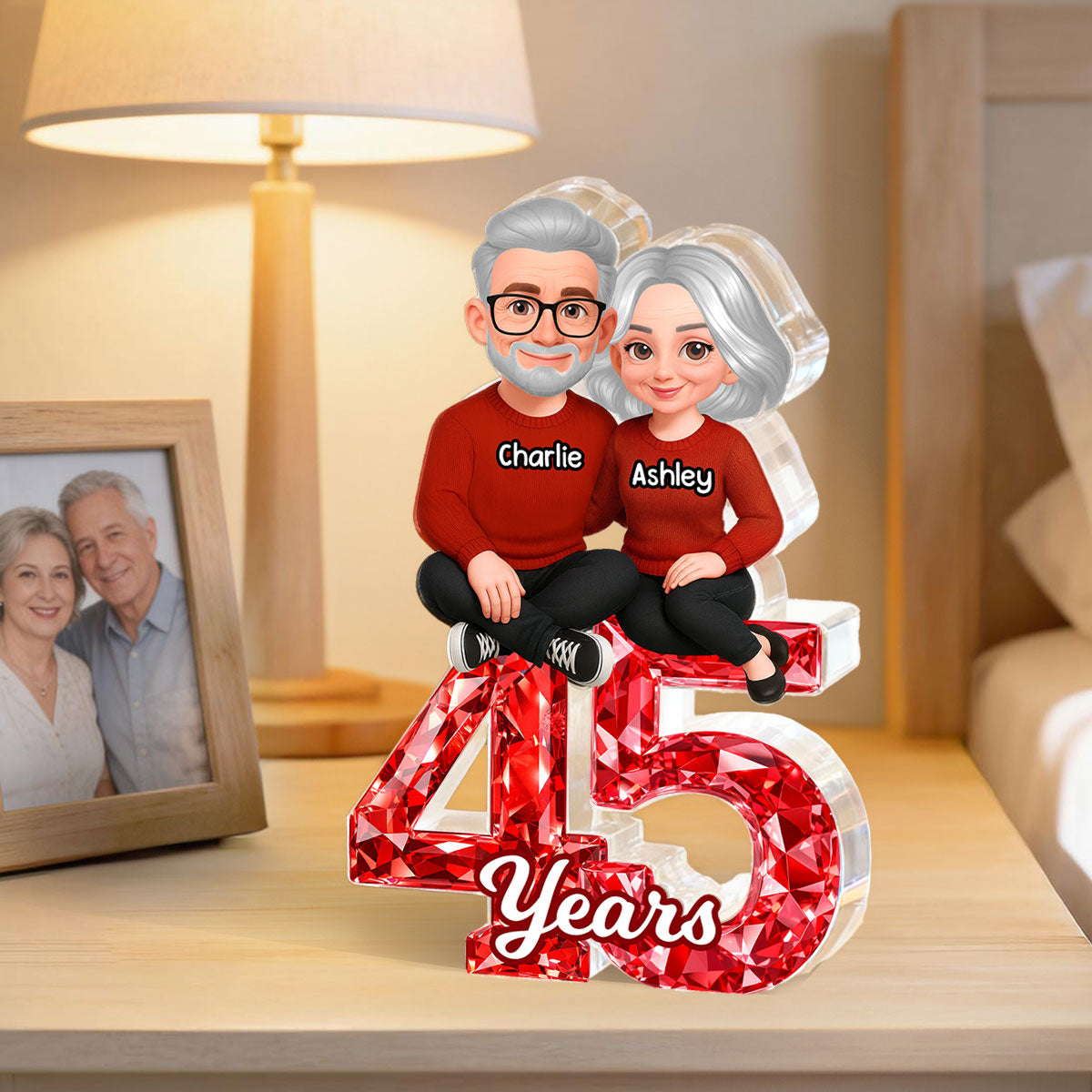 Couple Sitting Anniversary Date 3D Crystal Effect - Personalized Acrylic Block Plaque - Sentimental Gift for Her, Gift for Him