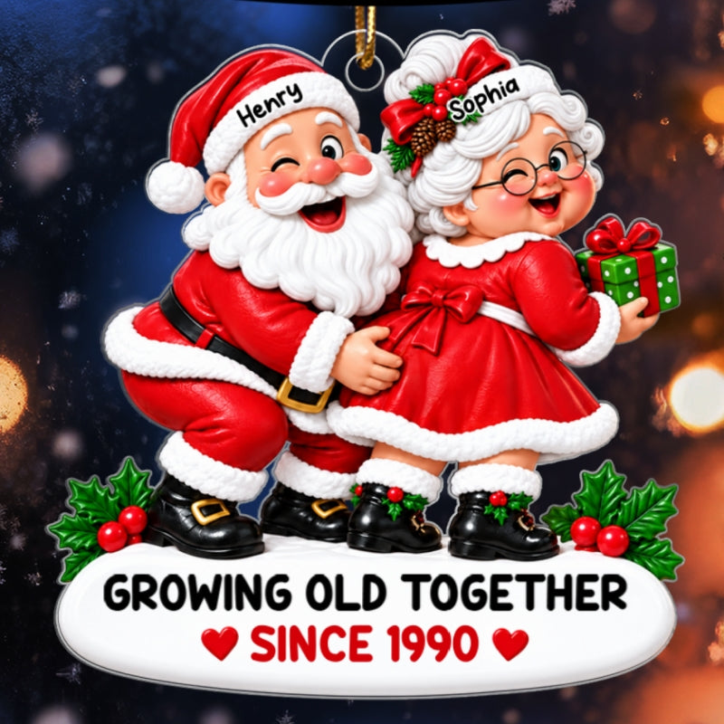 Funny Old Couple Growing Old Together - Personalized Acrylic Ornament - Funny Christmas Gift For Him, For Her, For Husband, Wife