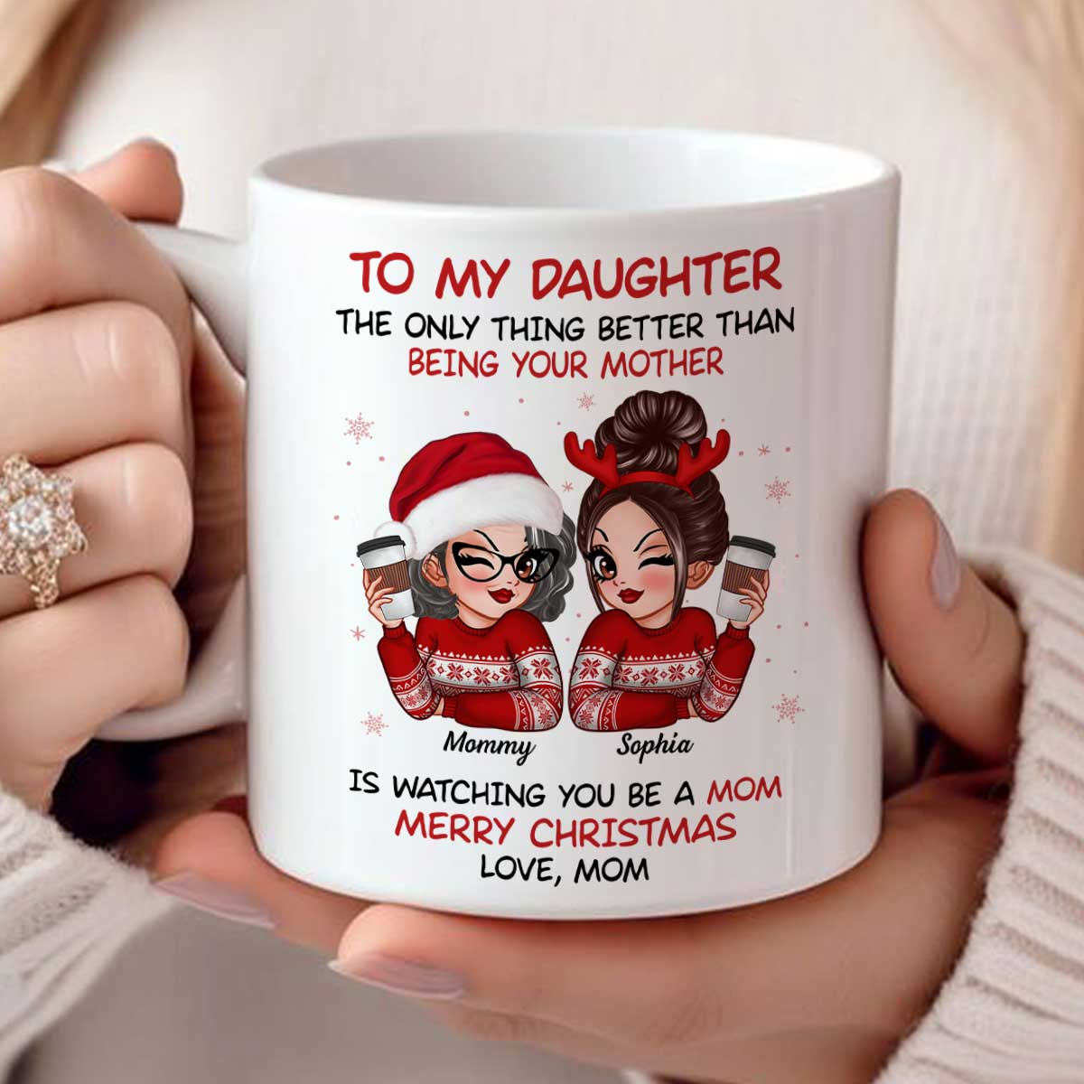 To My Daughter Son Watching You Be A Mom Dad Merry Christmas Personalized Mug, Christmas Gift For Daughters, Sons