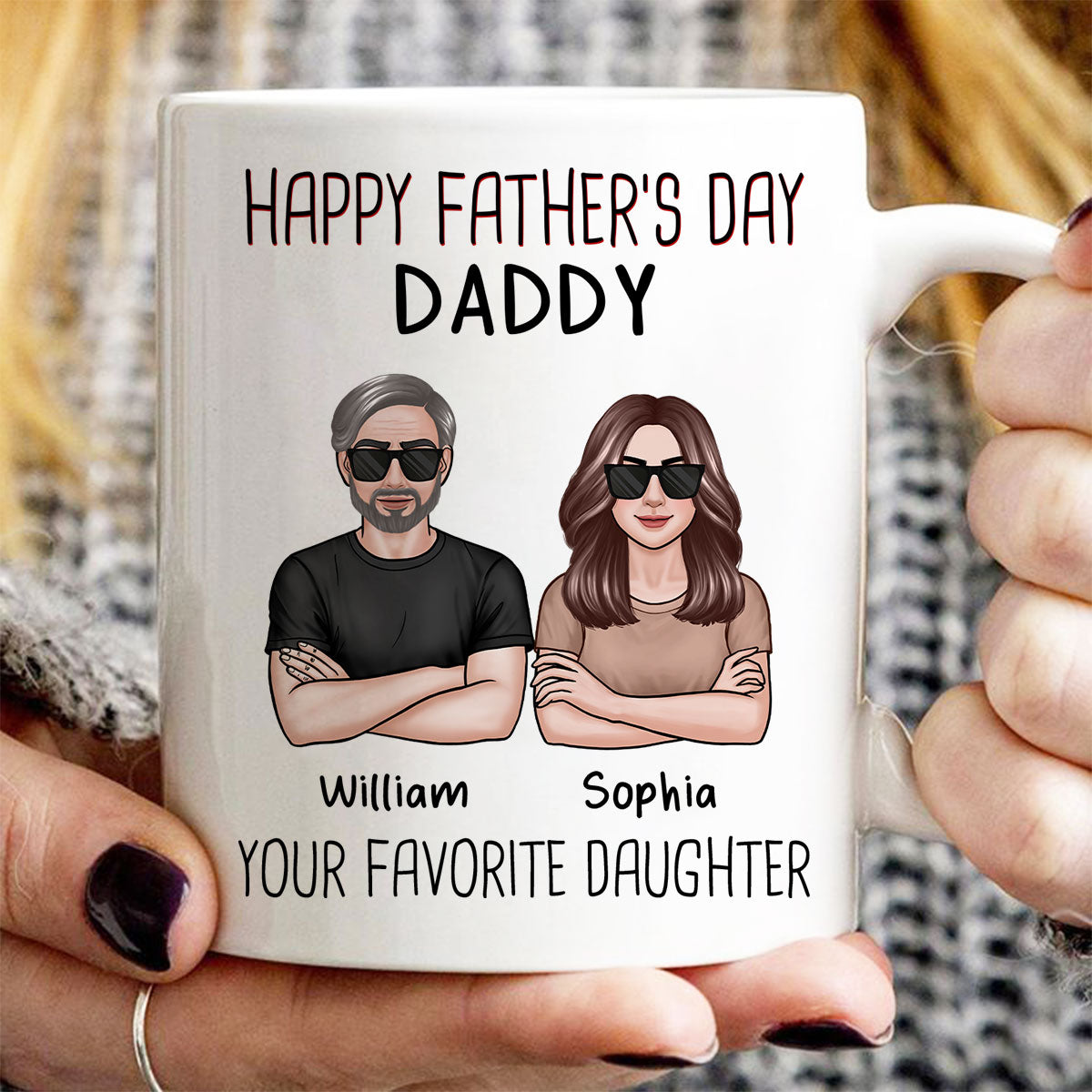 Happy Father‘s Day Dad From Your Favorite Daughter Son New Man Woman Crossed Arms Personalized Mug