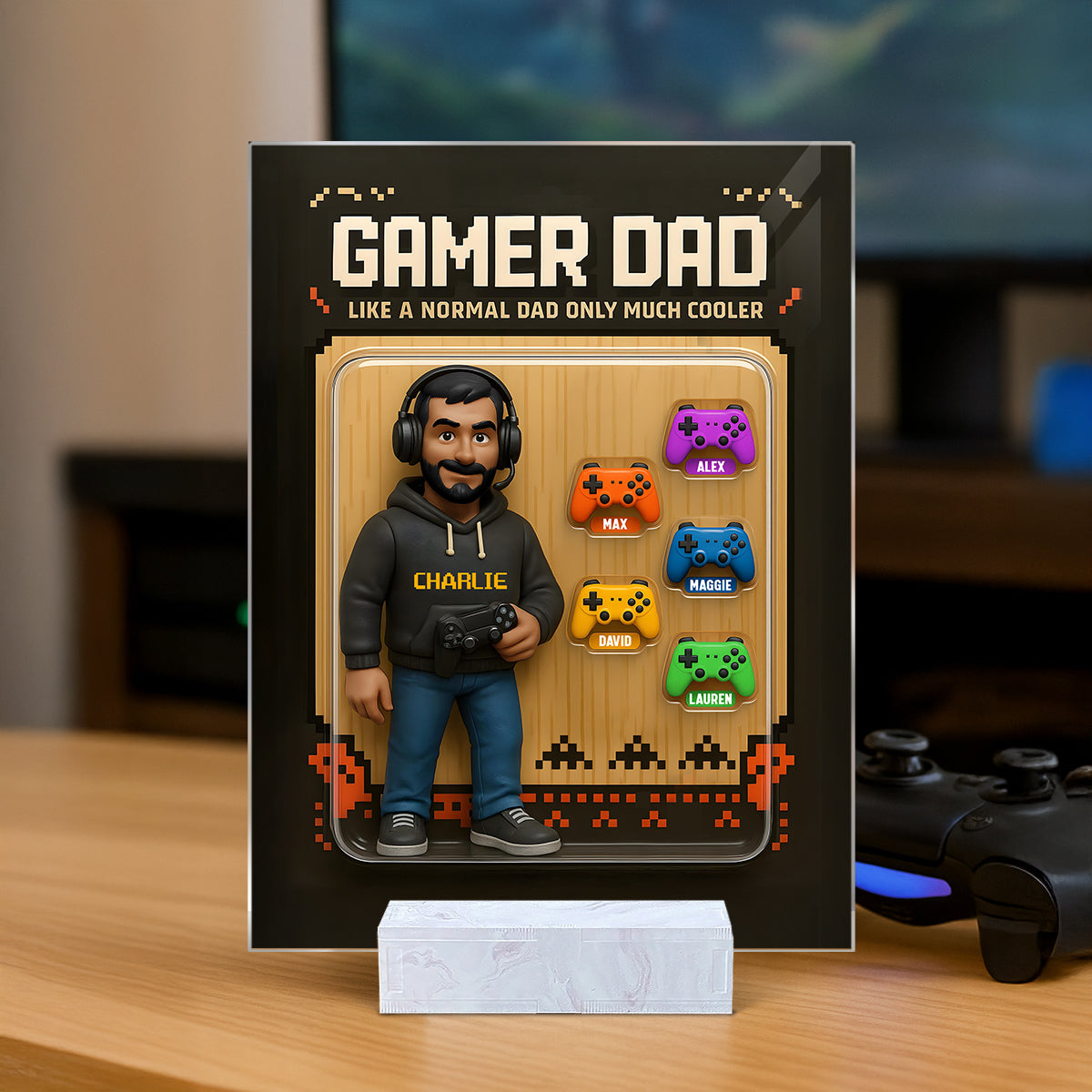 Gamer Dad Cooler Custom Action Figure Personalized Acrylic Plaque, Father's Day Gift for Gamer Dad, Gift for Husband
