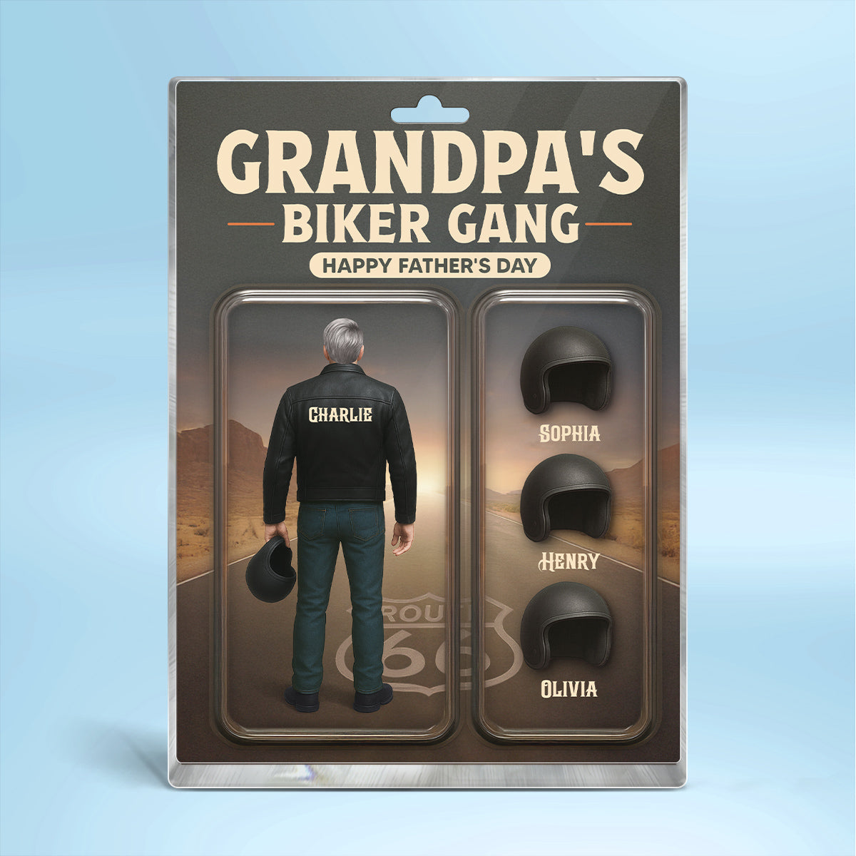 Grandpa's Dad's Biker Gang Custom Figure 3D Effect Personalized Rectangle Flat Acrylic Block Plaque, Gift For Dad