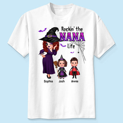 Pretty Grandma Halloween Rockin‘ The Grandma Mom Auntie Life Personalized Shirt