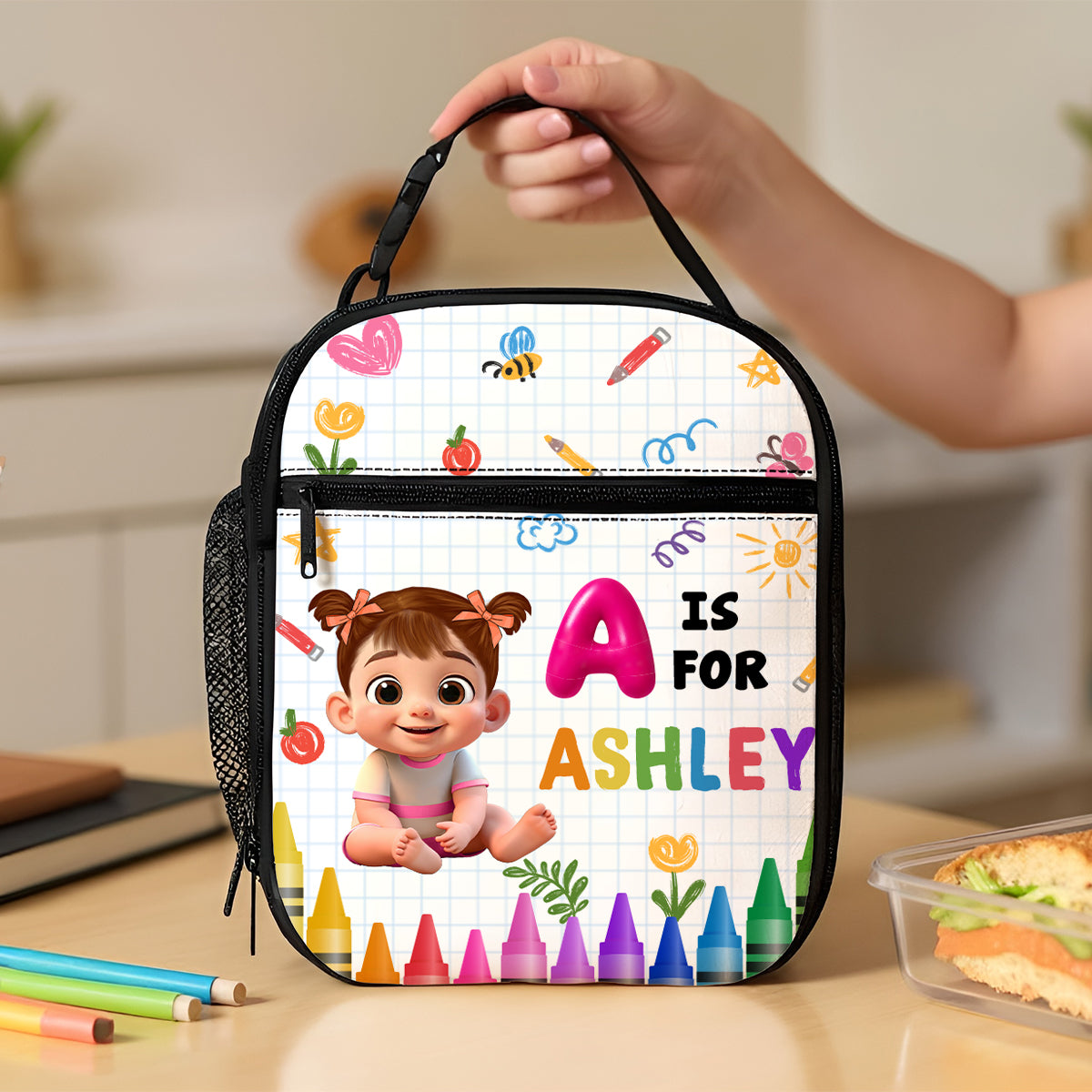 School Kid's Name Personalized Insulated Kid Lunch Bag, Back To School gift