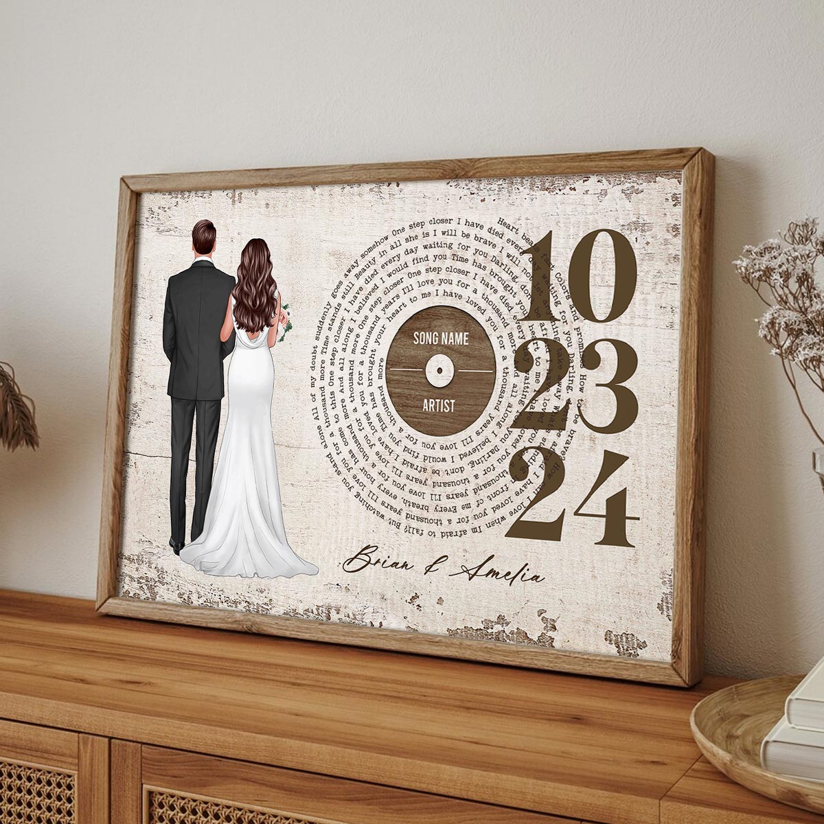 Couple Anniversay Date Custom Vinyl Lyrics Personalized Poster, Wedding Song Dance,  Gift for her & for him