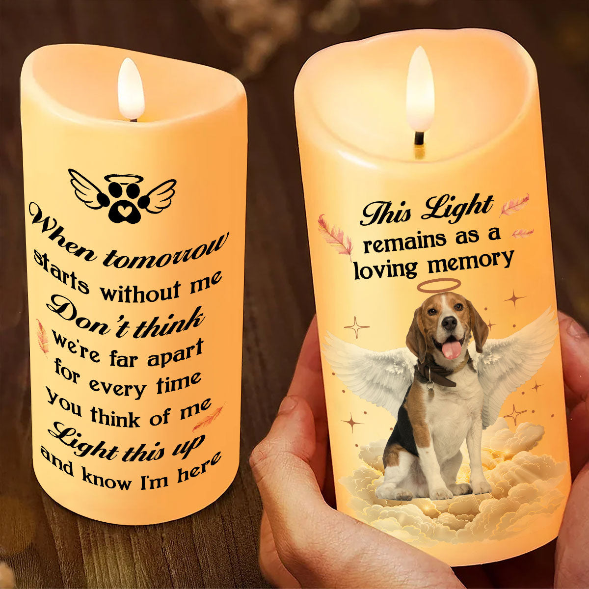 When Tomorrow Starts Without Me Pet Loss Memorial Personalized LED Candle, Custom Photo Sympathy Gift