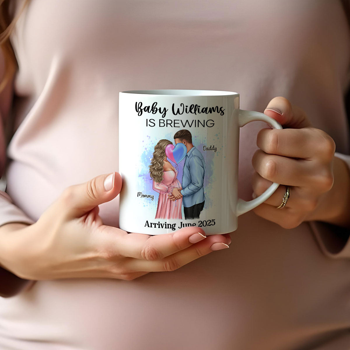 Baby Is Brewing Pregnancy Kissing Couple Personalized Mug Expecting Mom Gift, Expecting Parents Gift,  Gift