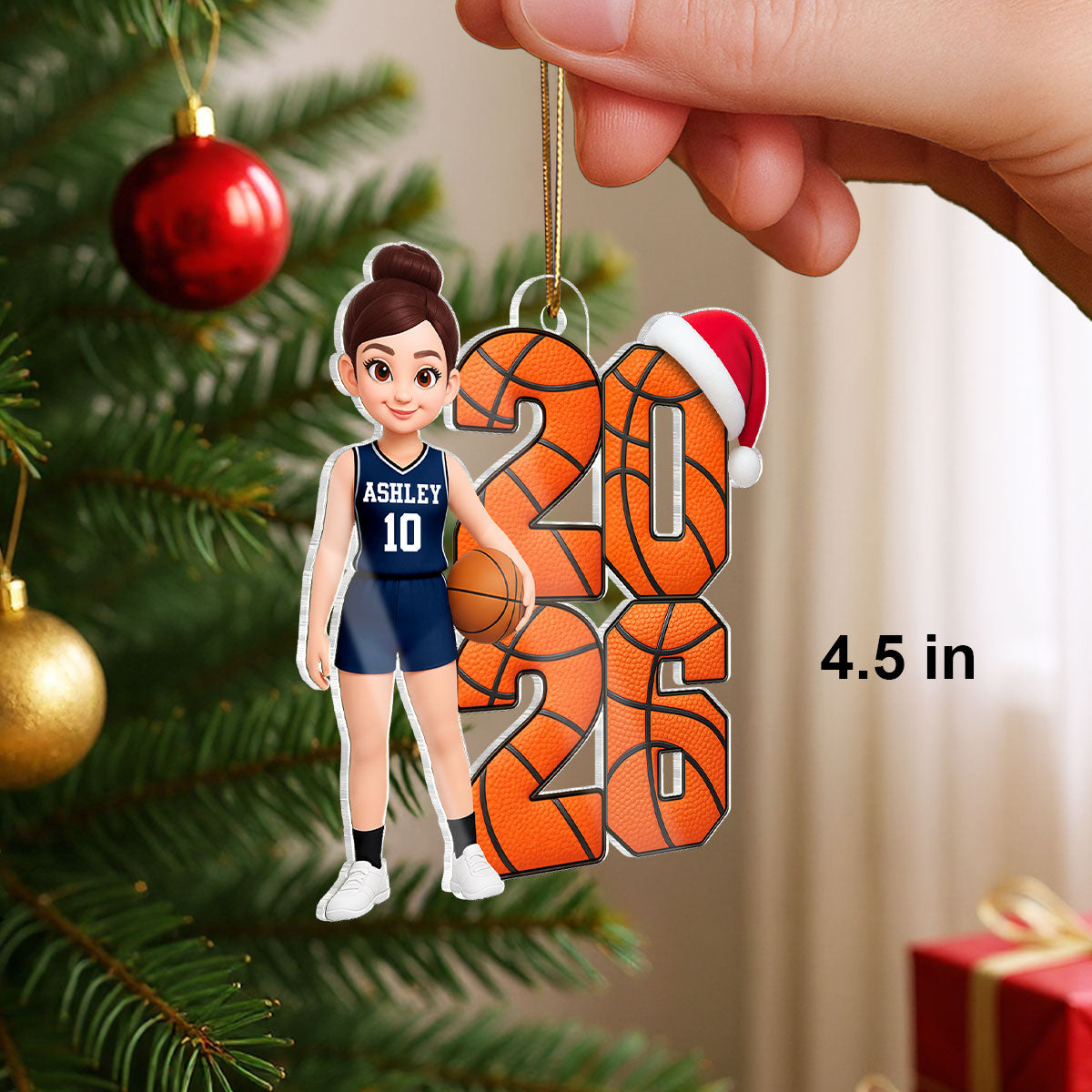 Basketball Player - Personalized Acrylic Ornament - Christmas Gift, Keepsake For Basketball Players, Son, Daughter, Grandson, Granddaughter