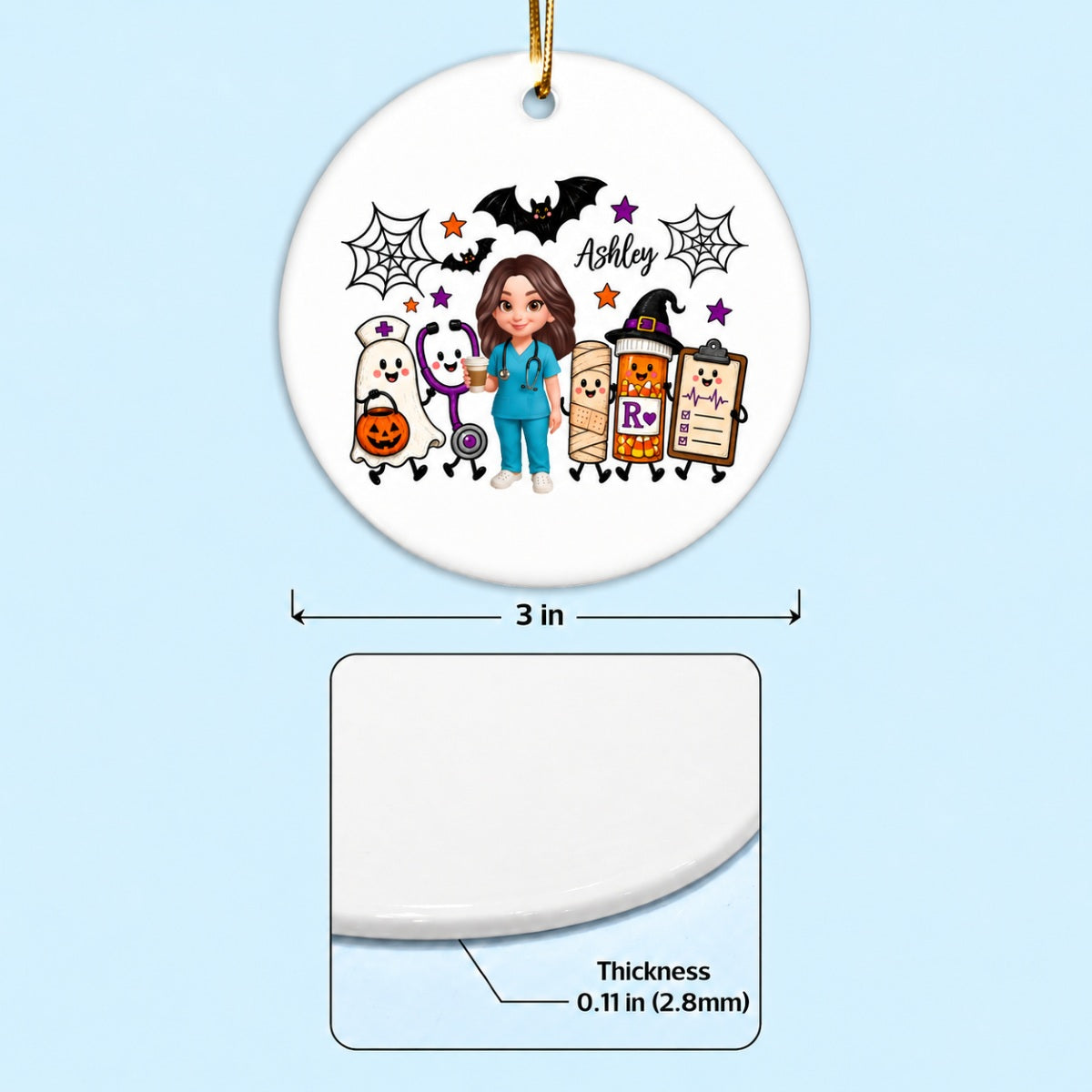 Halloween Cute Nurse Things - Personalized Circle Ornament - Halloween Ornament For Nurse