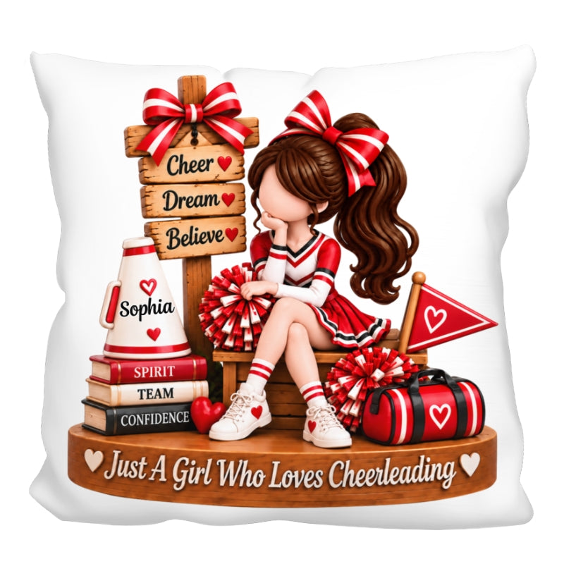 Just a Girl Who Loves Cheerleading - Personalized Pillow - Christmas Gift for Daughter, Granddaughter