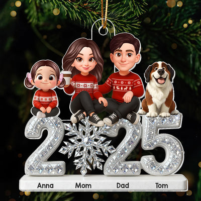 3D Effect Shining Effect Family Together Christmas - Personalized Acrylic Ornament