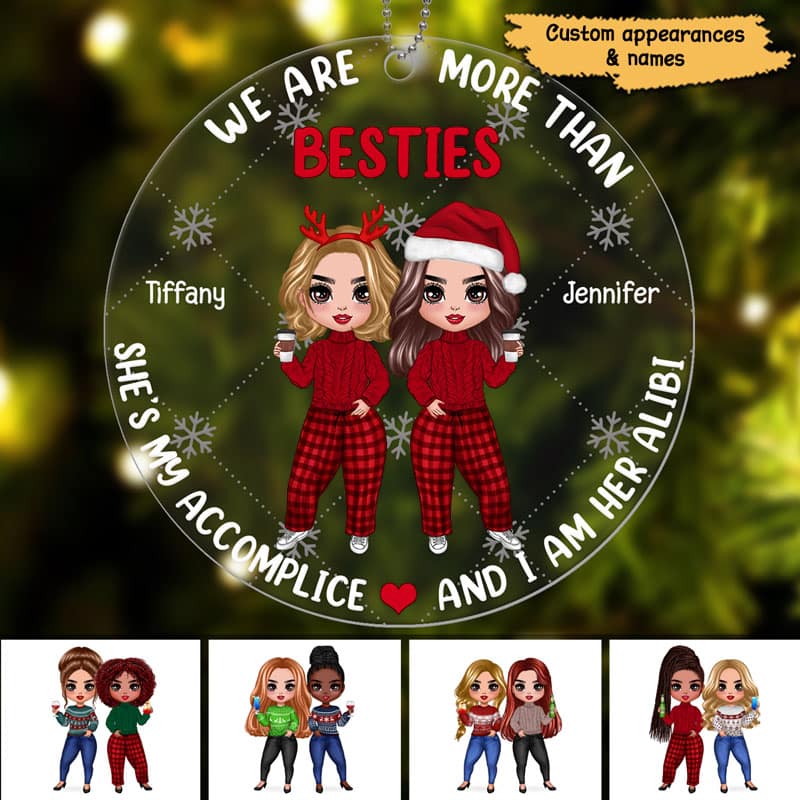 Doll Besties Accomplice Alibi Christmas Personalized Acrylic Ornament