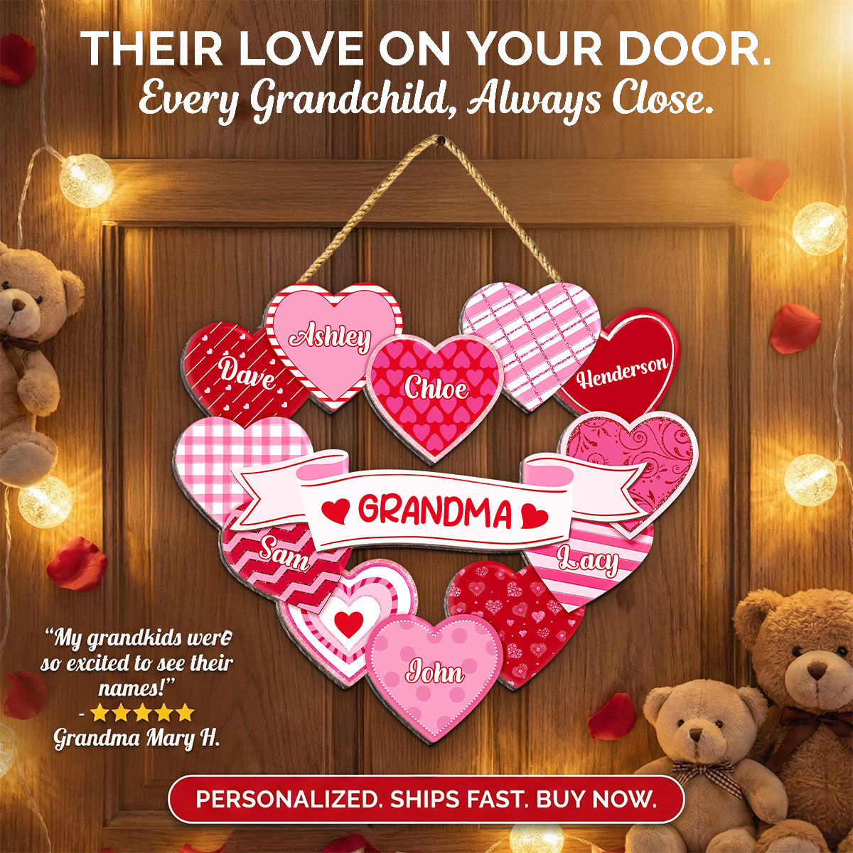 Grandma's Sweethearts Coquette Valentine's Day - Personalized Door Hanger Sign