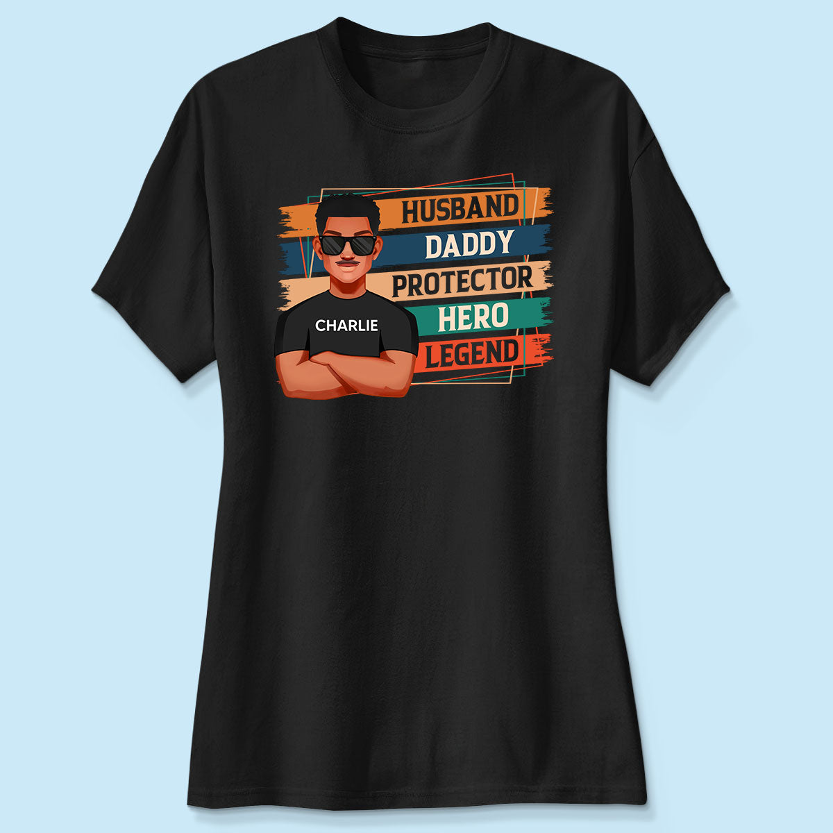 Husband Daddy Protector Hero Legend Retro Personalized Shirt