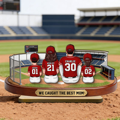Baseball Family Daddy's Mommy's Dream Team - Personalized 2-Layered Wooden Plaque - Father's Day Gift For Baseball Dad, Mom