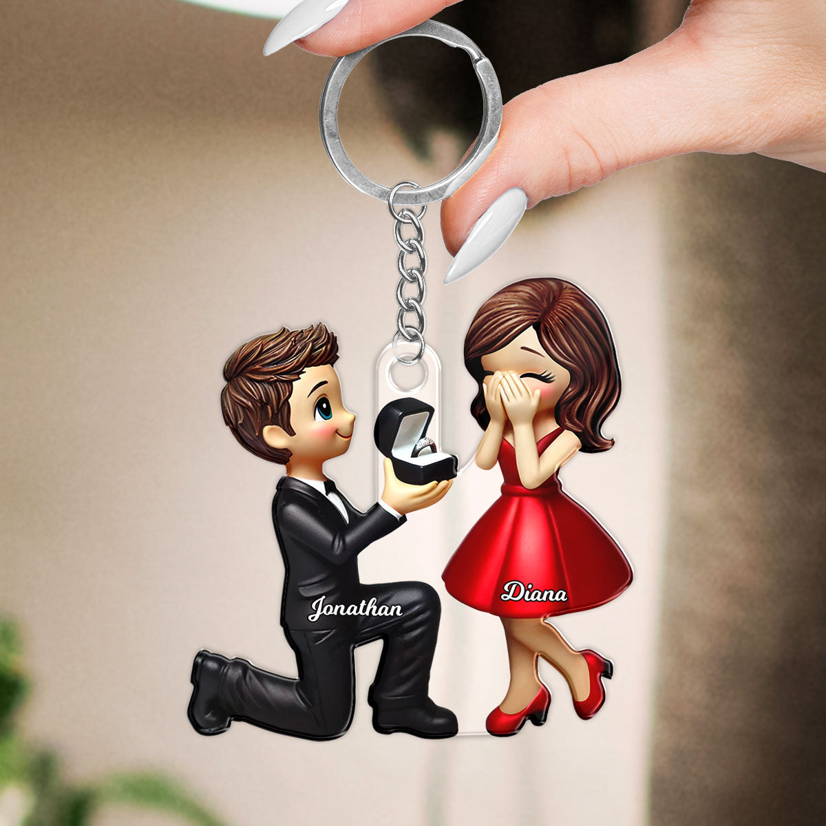 Personalized Newly Engaged Gift, She Said Yes Acrylic Flat Keychain, Custom Just Engaged  Gifts for Couples
