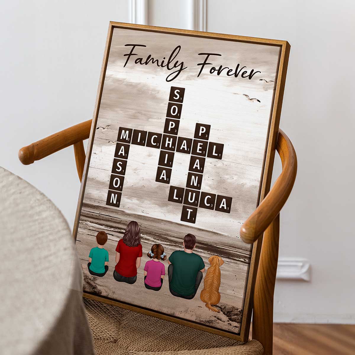 Family At Beach Unique Crossword Puzzle Art Personalized Poster
