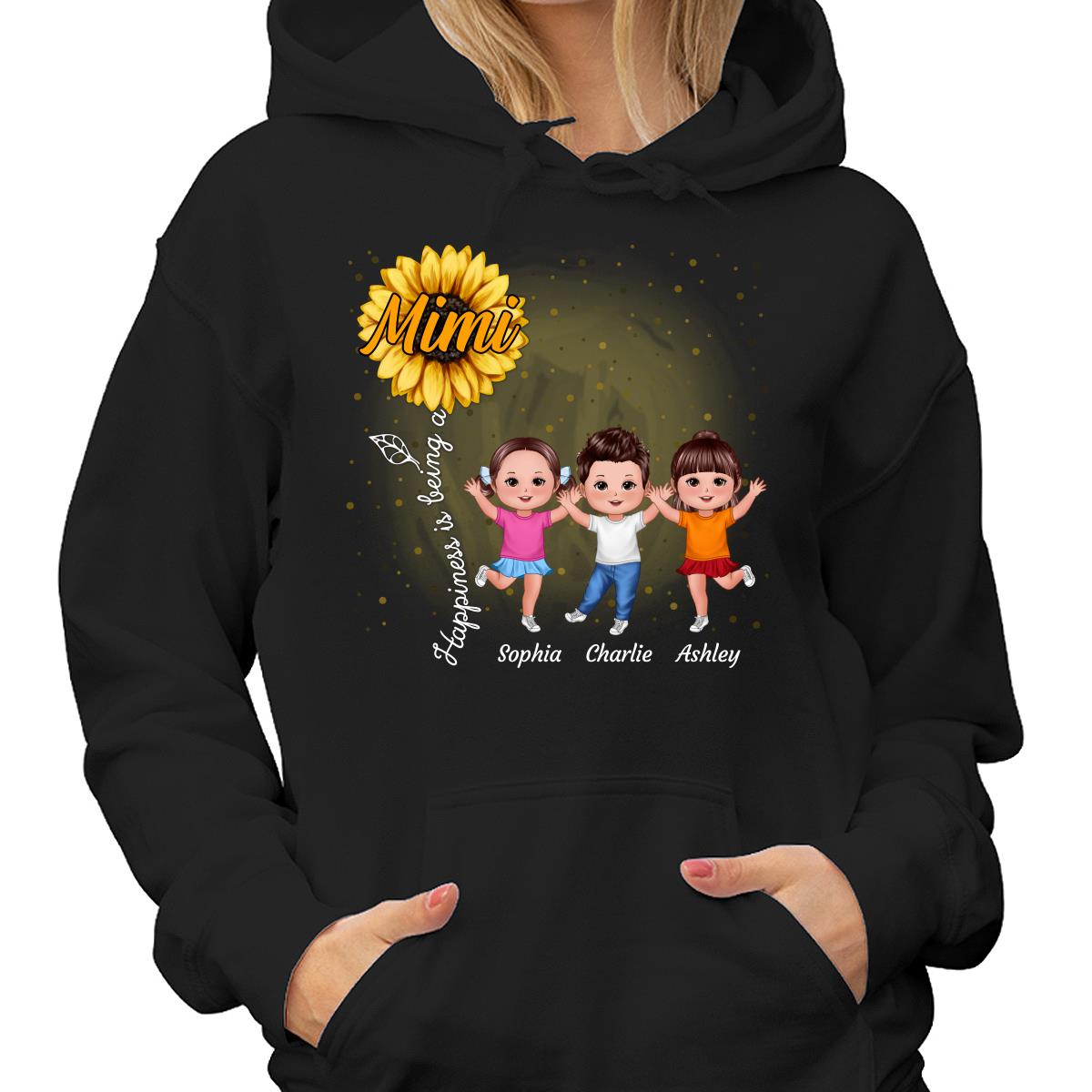 Happiness Is Being A Grandma Sunflower Happy Doll Kids Personalized Shirt