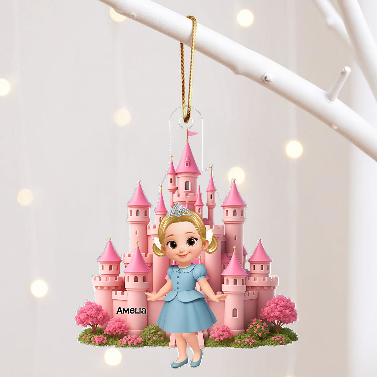 3D Effect Little Princess Castle Personalized Acrylic Ornament