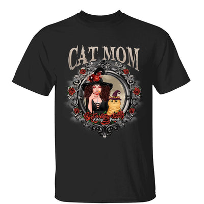 Halloween Roses Mirror Cat Mom Witch Personalized Shirt