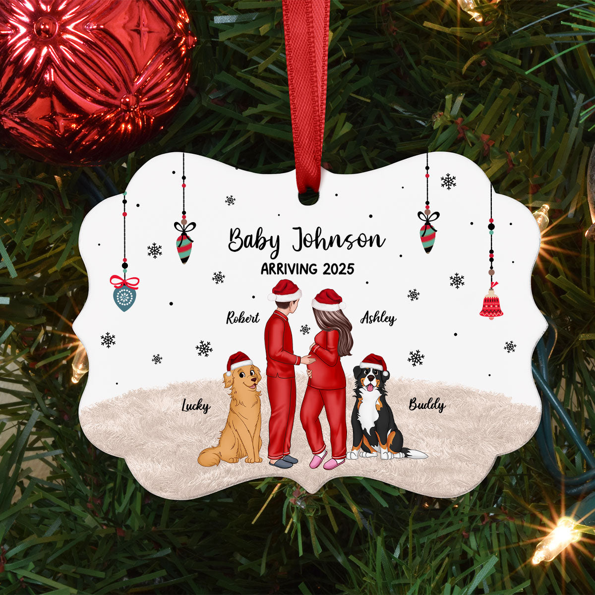 Personalized Pregnancy Ornament, Expecting Family Christmas Personalized Aluminum Ornament, New Mom Christmas Gift