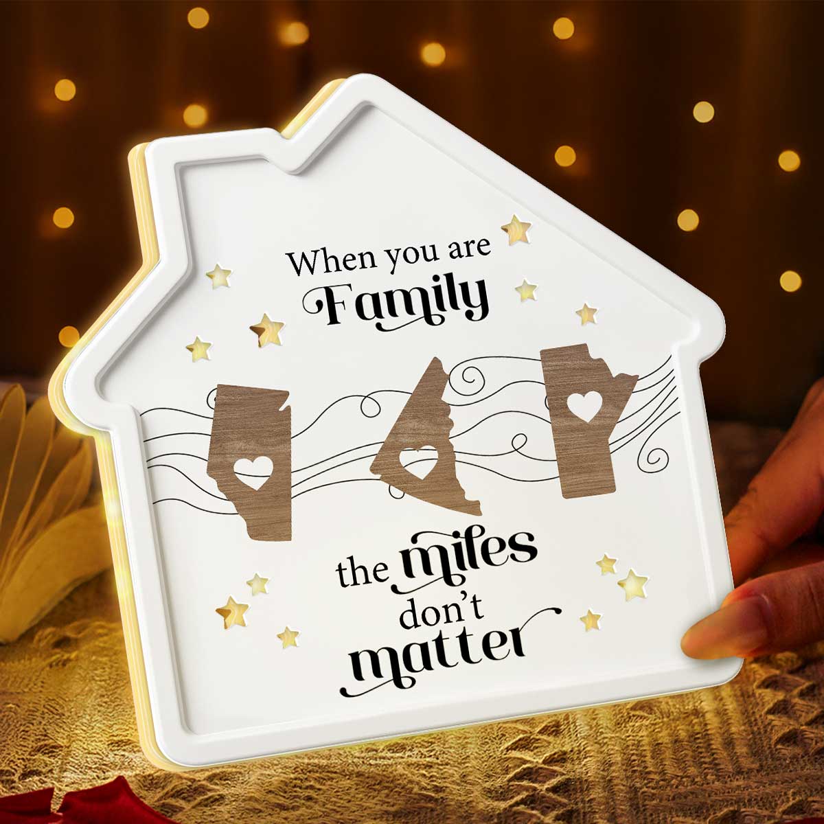 Long Distance When You Are Family Miles Don't Matter Personalized Light Box