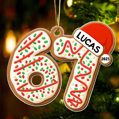 Custom Name Six Seven Ornament - Personalized Acrylic Ornament - Funny Six Seven 67 Ornament, Christmas Santa 67 Ornament, Gen Z, Gen Alpha Teenager Ornament