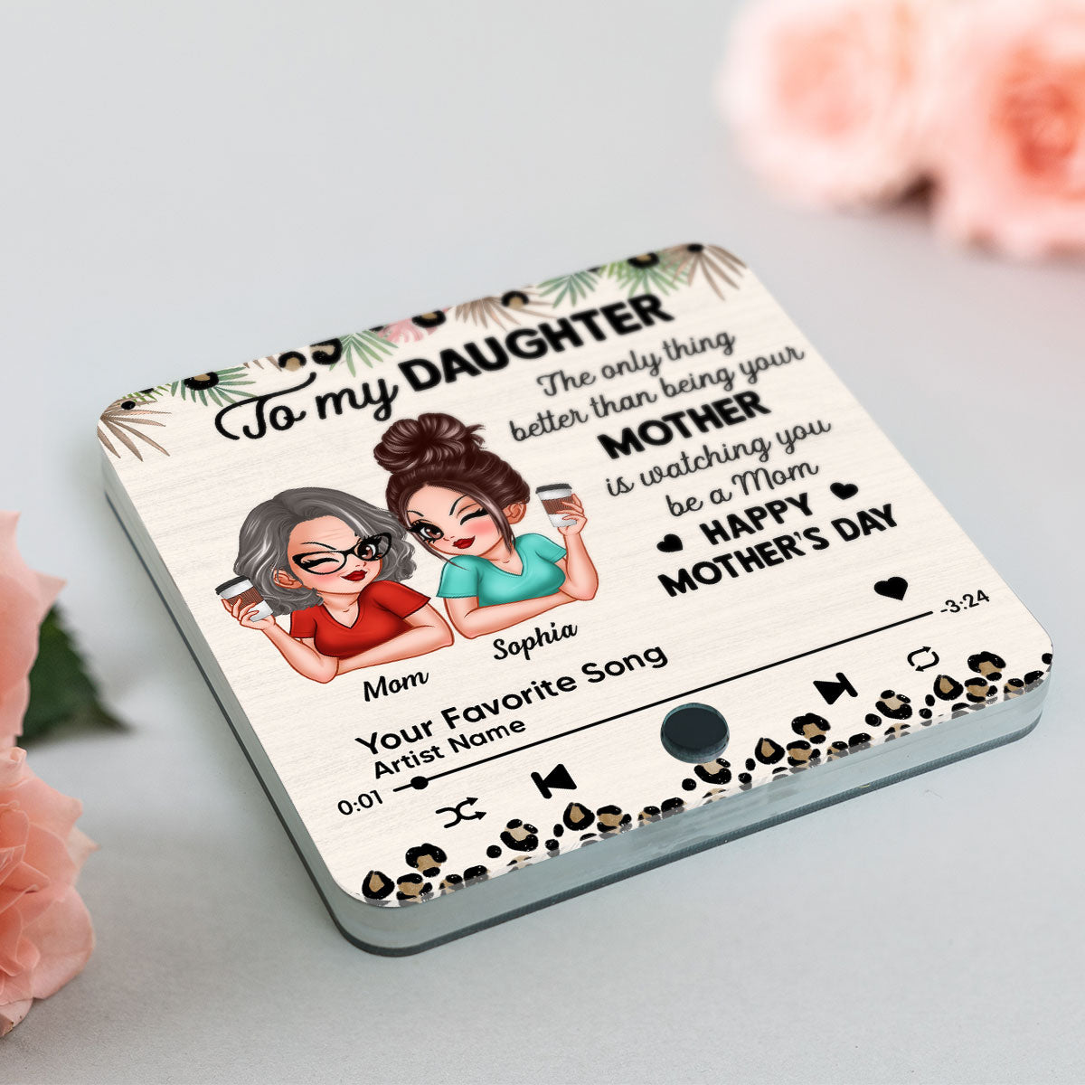 To My Daughter From Mom Happy Mother's Day Personalized Music Fridge Magnet, Gift For Daughter
