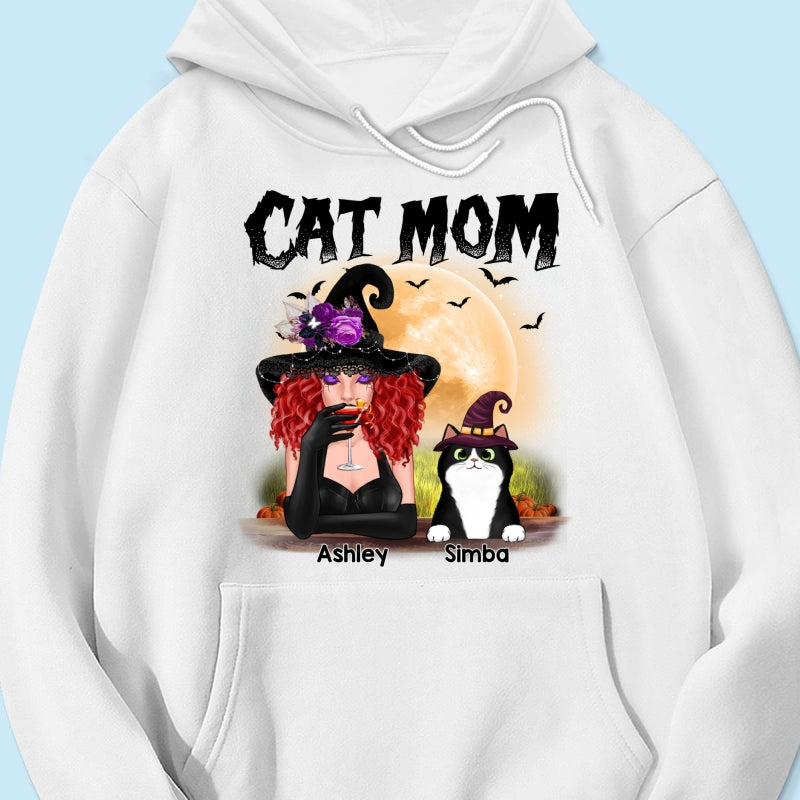 Halloween Witch Cat Mom Personalized Shirt