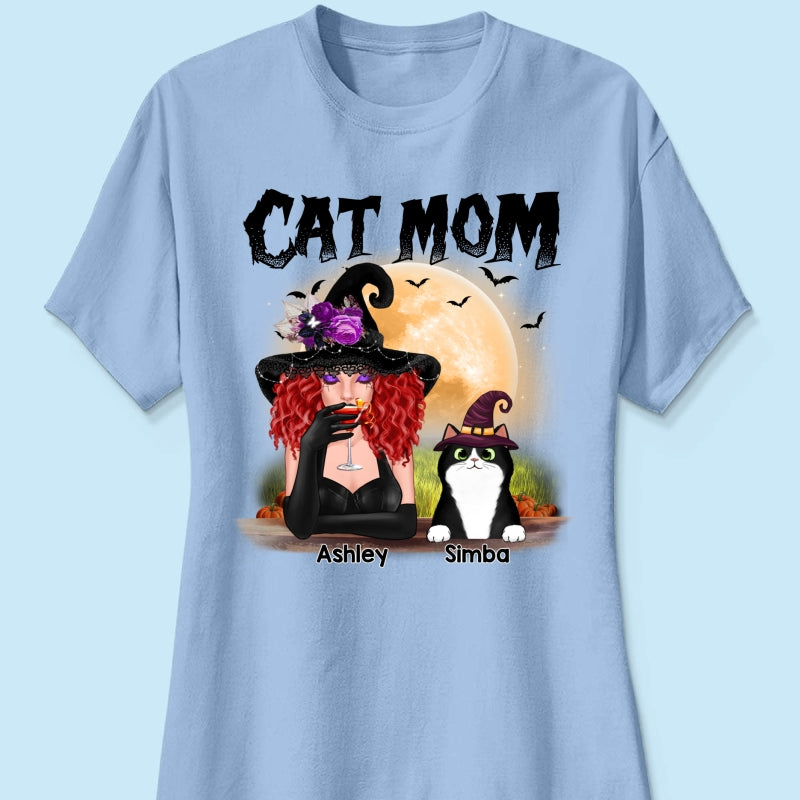 Halloween Witch Cat Mom Personalized Shirt