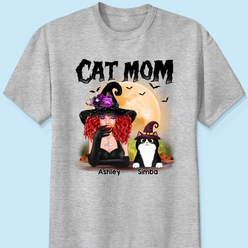 Halloween Witch Cat Mom Personalized Shirt
