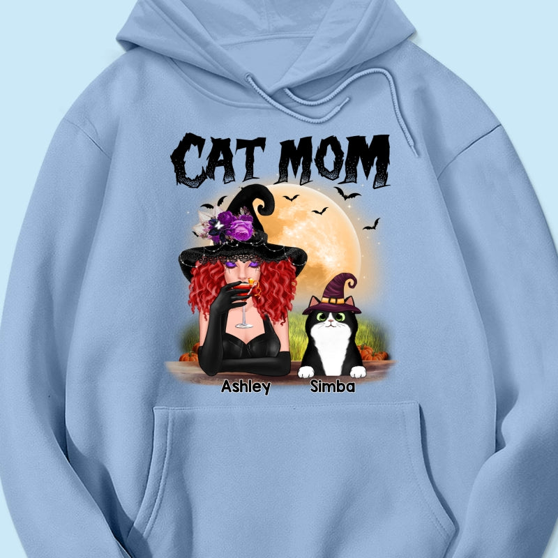 Halloween Witch Cat Mom Personalized Shirt
