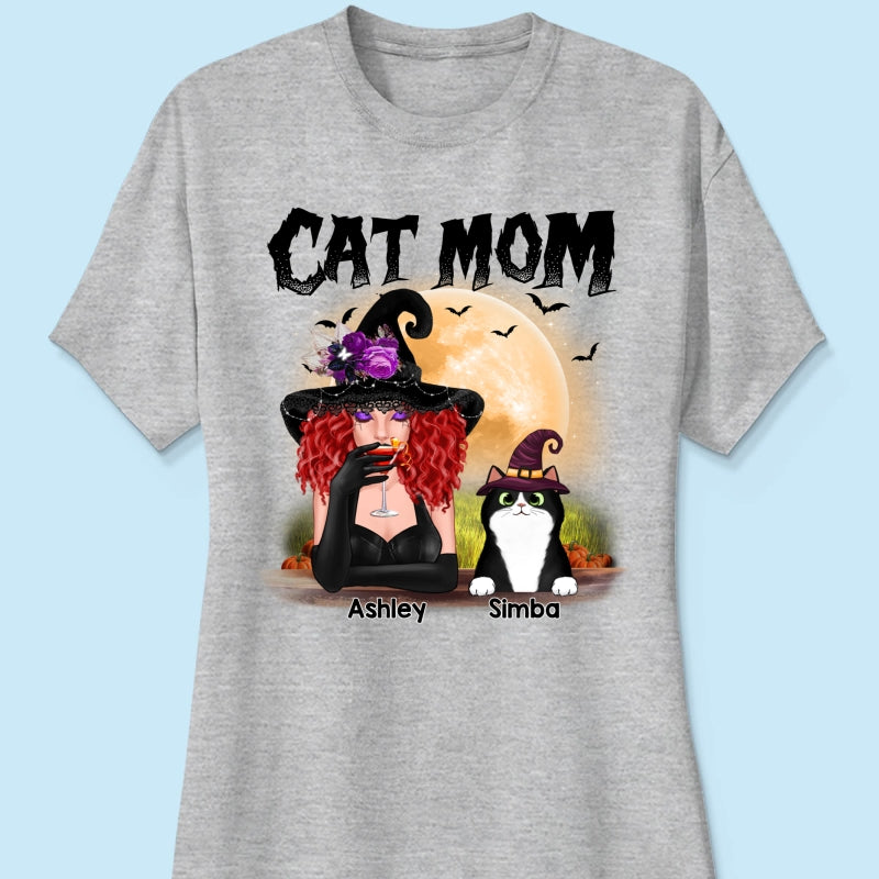 Halloween Witch Cat Mom Personalized Shirt