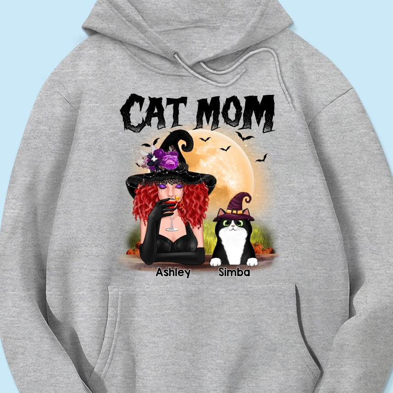 Halloween Witch Cat Mom Personalized Shirt