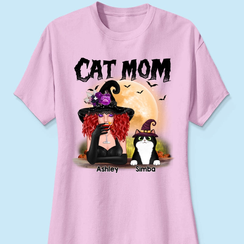 Halloween Witch Cat Mom Personalized Shirt