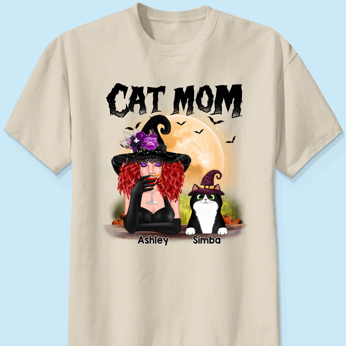 Halloween Witch Cat Mom Personalized Shirt