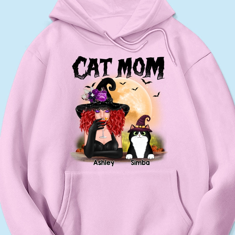 Halloween Witch Cat Mom Personalized Shirt