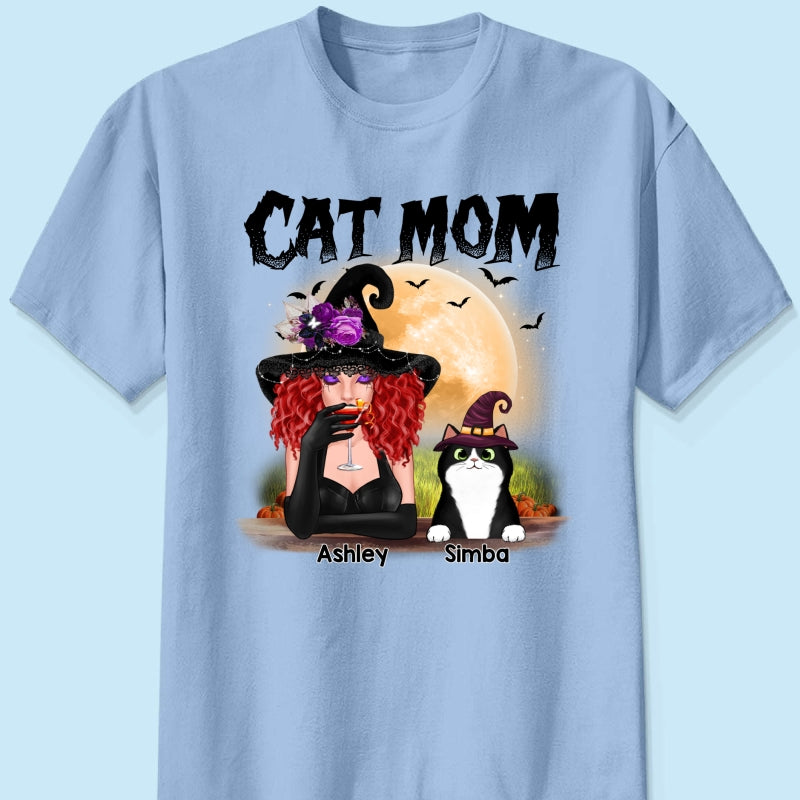 Halloween Witch Cat Mom Personalized Shirt