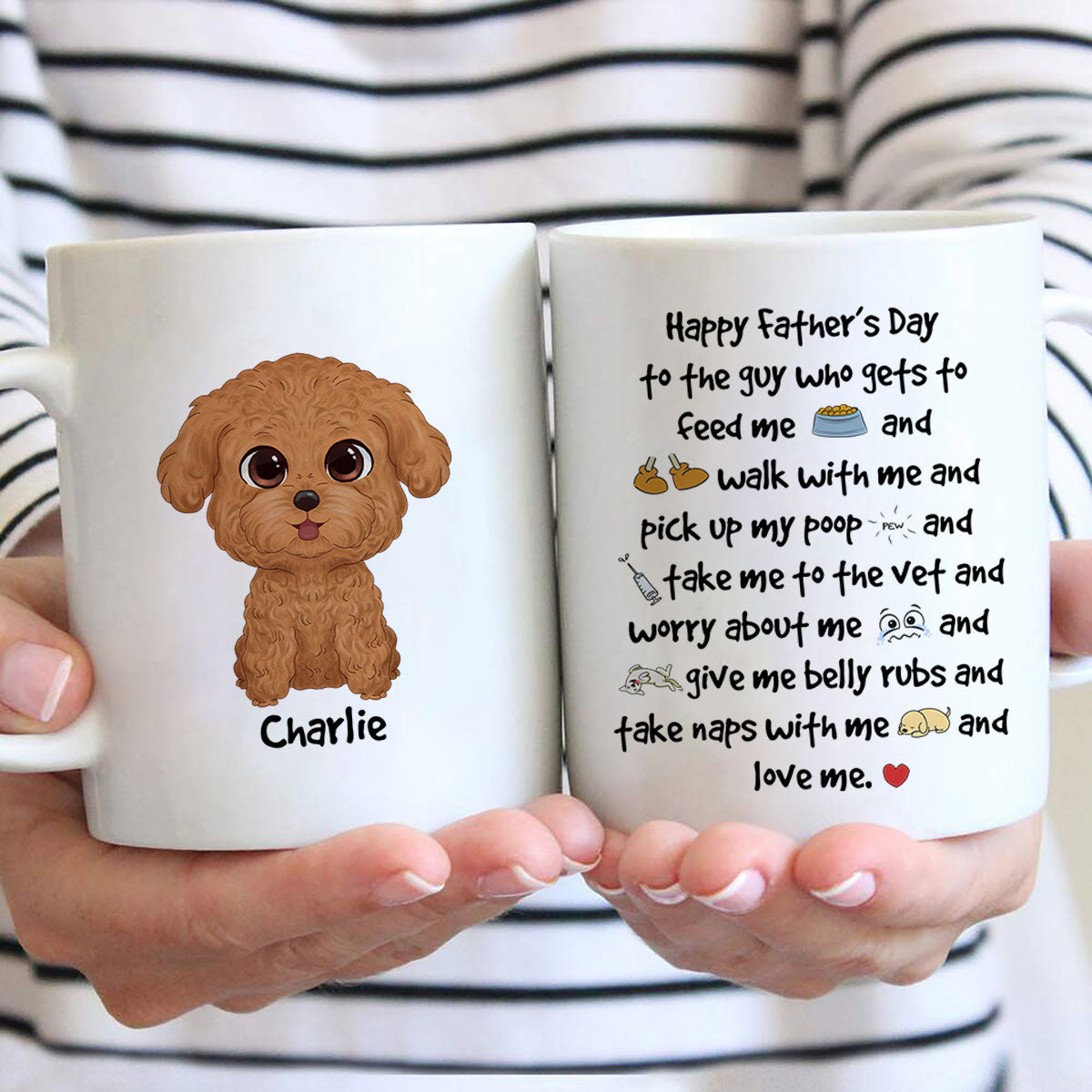Watercolor Cute Dogs Happy Father‘s Day To The Guy Gift For Dog Dad Personalized Mug