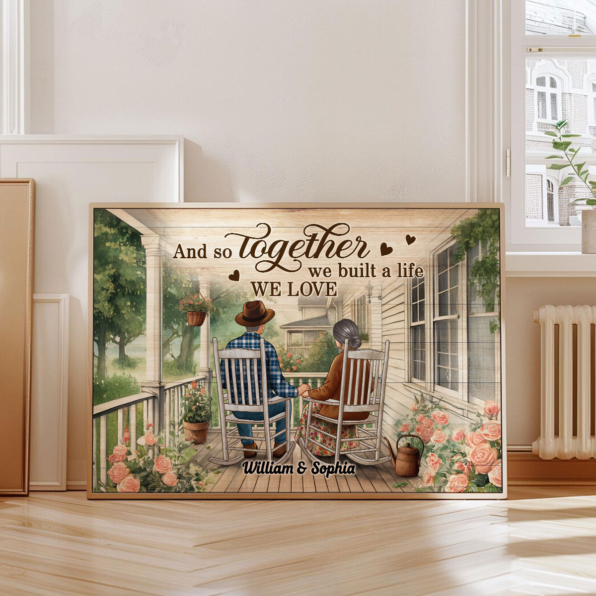Couple Sitting On The Porch, Growing Old Together Personalized Poster, Heartfelt  Gift For Couple, For Him, For Her, Husband, Wife