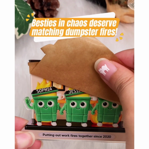 3D Effect Dumpster Fires In Office Scene - Personalized Acrylic Ornament - Funny Gift For Colleagues, Work Besties