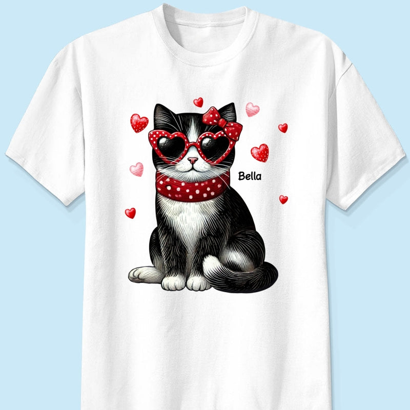 Retro Coquette Cat Sitting Sweatshirt, Personalized Sweatshirt For Cat Moms