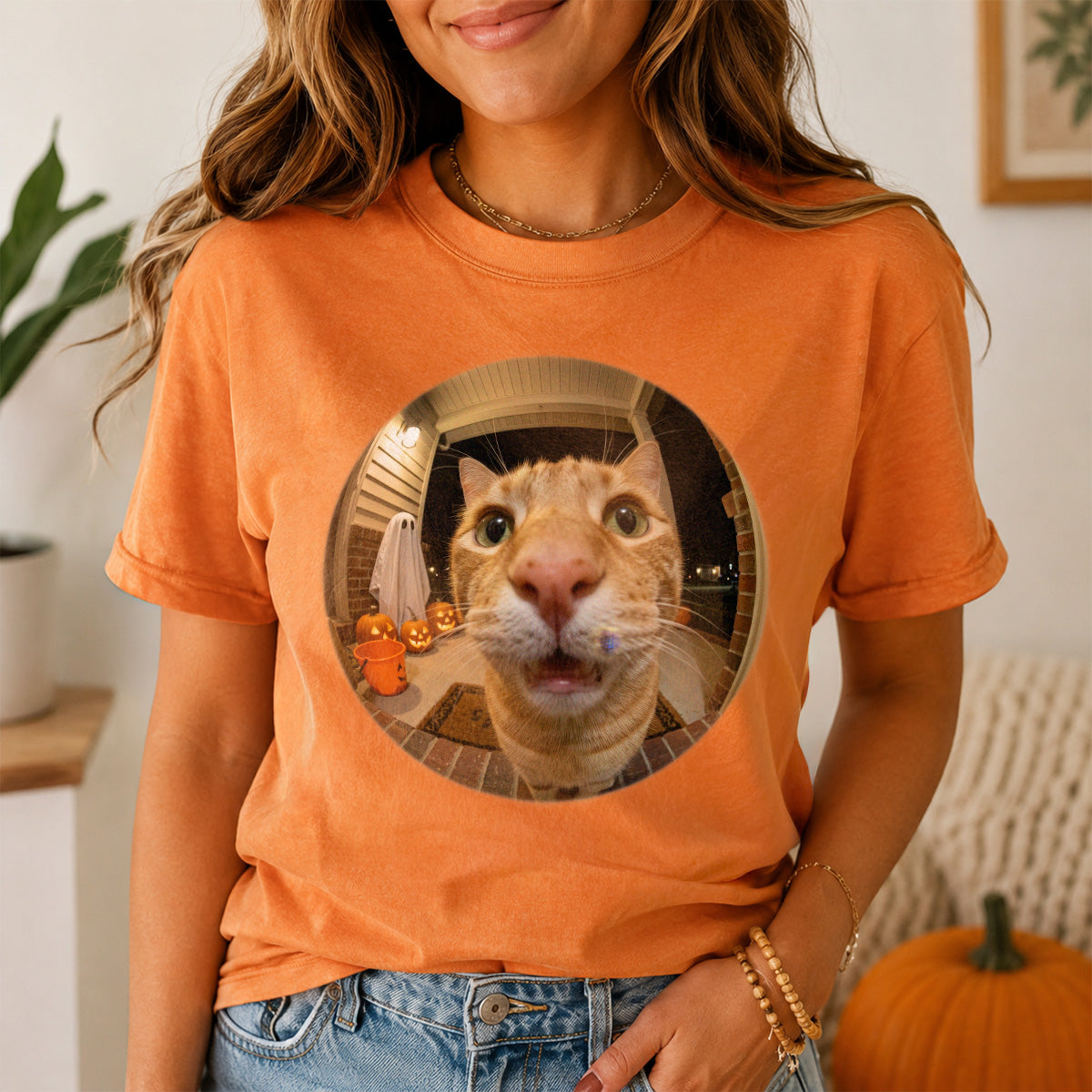 Funny Halloween Doorbell Pet Portrait From Photo - Personalized Shirt