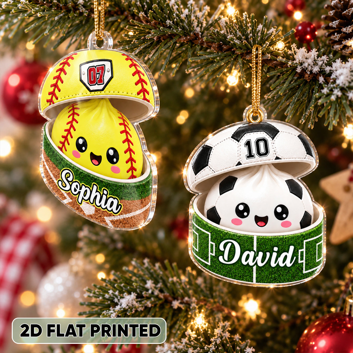 Custom Sports Dumpling Squishy Style - Personalized Acrylic Ornament - Christmas Gift for Daughter, Son, Grandkids