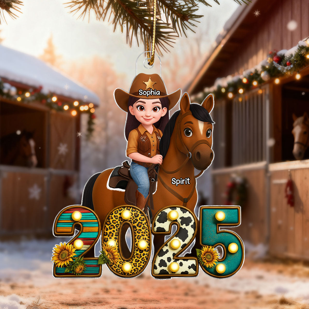 2025 Western Cowgirl And Her Horse 3D Effect - Personalized Acrylic Ornament