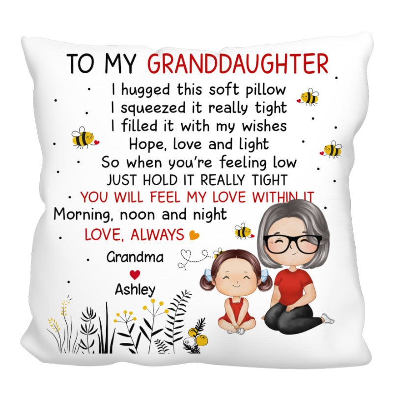 To Granddaughter Grandson From Grandma Doll Watercolor Style Personalized Pillow