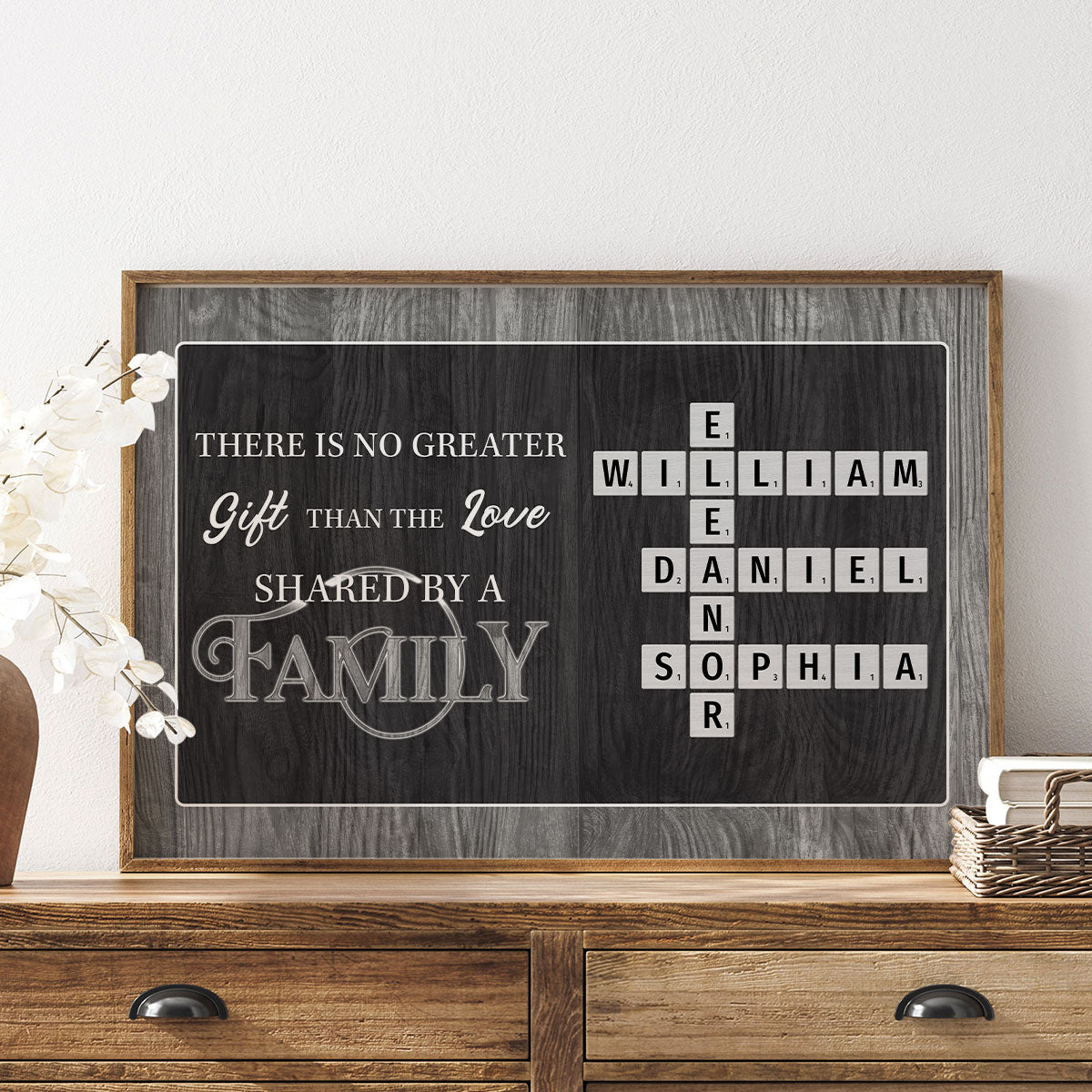 No Greater Gift Than Family Love Crossword Puzzle Art Personalized Poster, Unique & Meaningful Gift For Family